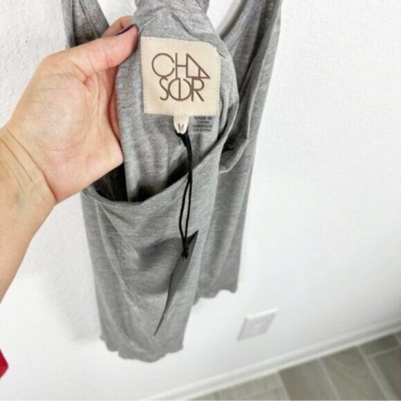 NEW Chaser Ruffle Racerback Grey Tank Size M - Picture 6 of 7